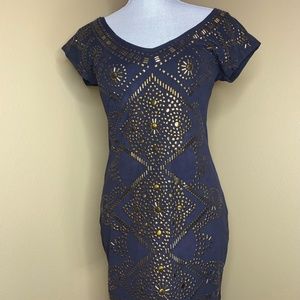 Charming Charlie Purple Suede Dress with Gold Studs